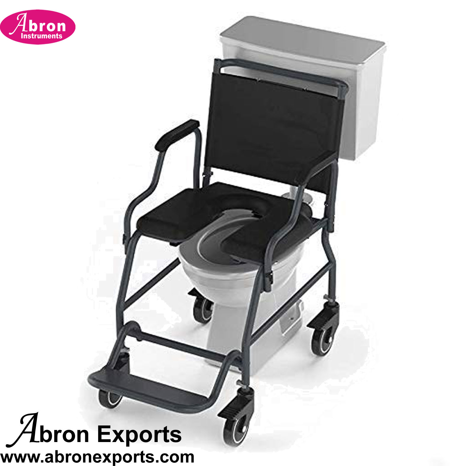 Wheel chair commode with removable armrests locking caster capacity 150kg folding for adult abron ABM-2362CM 